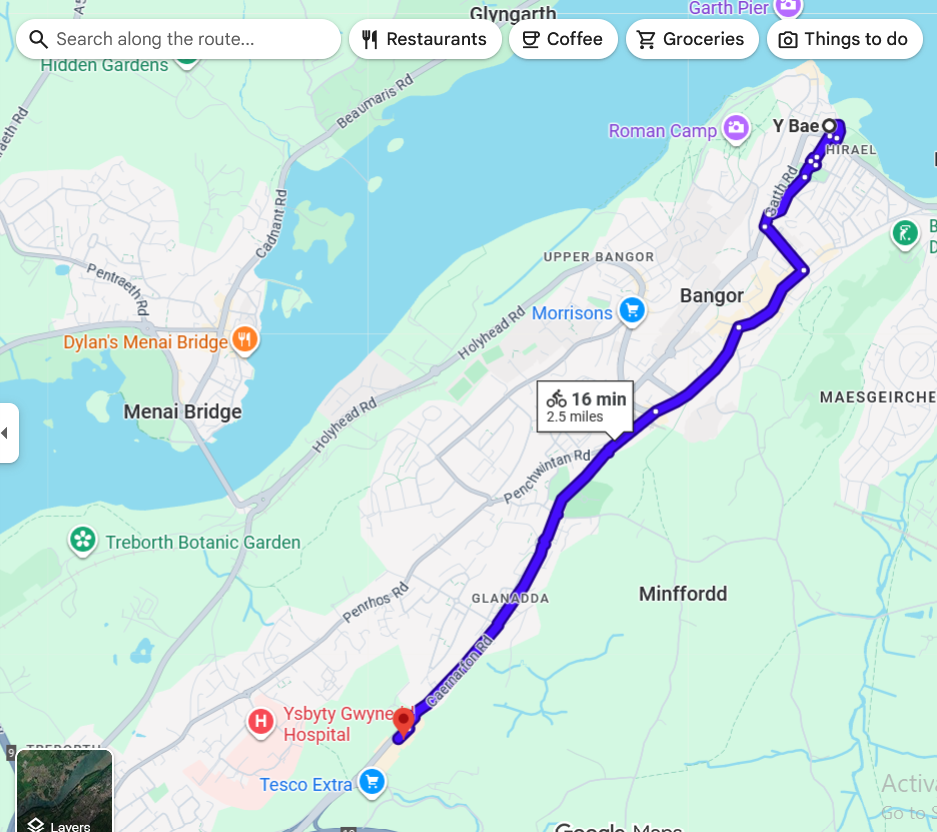 A map of the route I cycled